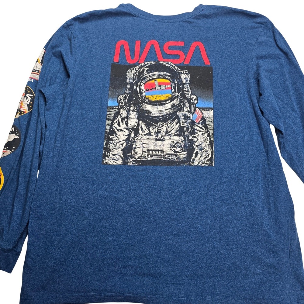 Fifth Sun NASA Long Sleeve T-Shirt Mens 2XL Blue Excellent Astronaut Graphic Tee - Picture 4 of 4